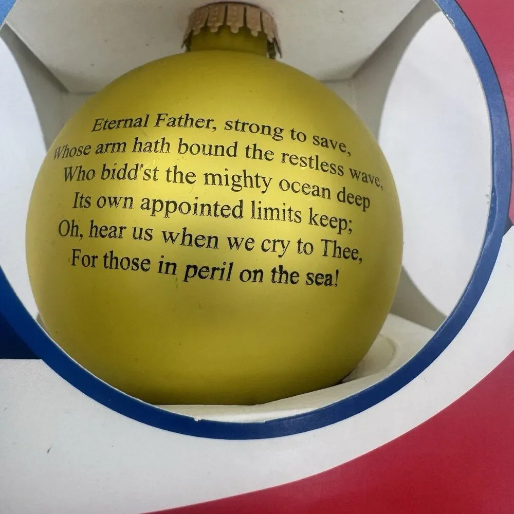 CHRISTMAS ORNAMENT  Krebs 3.25 US Navy Gold with Emblem & Navy Hymn Bulb Vintage
